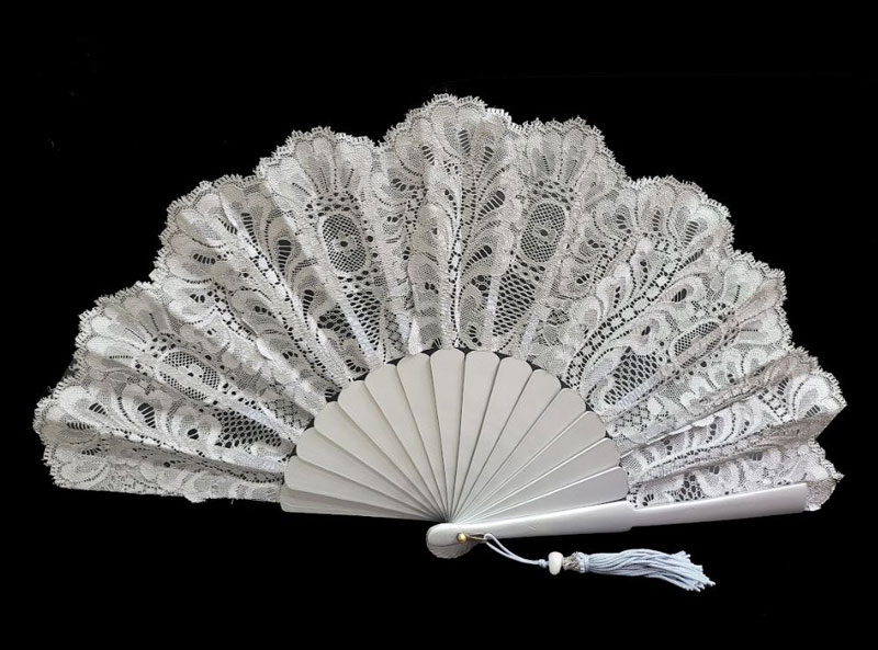 Silver Lace Fan for Ceremony