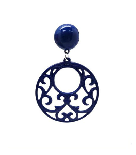 Flamenco Earrings in Openwork Plastic. Blue