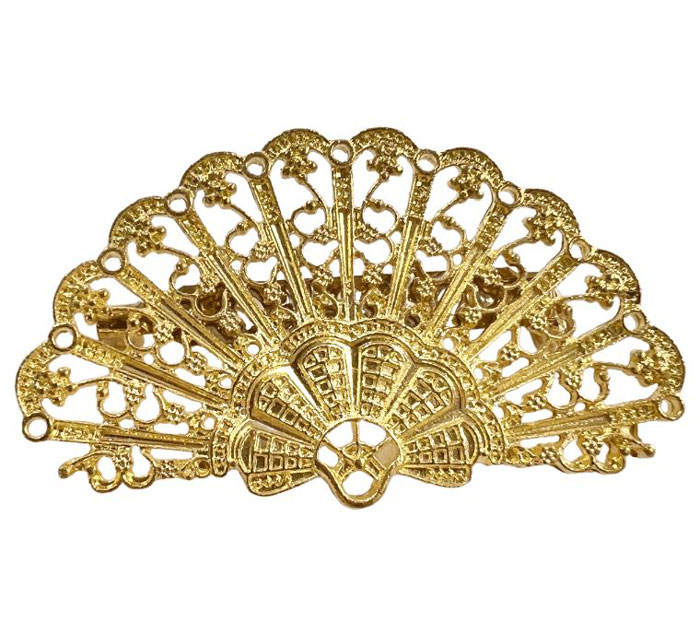 Golden Flamenco Fan Brooch