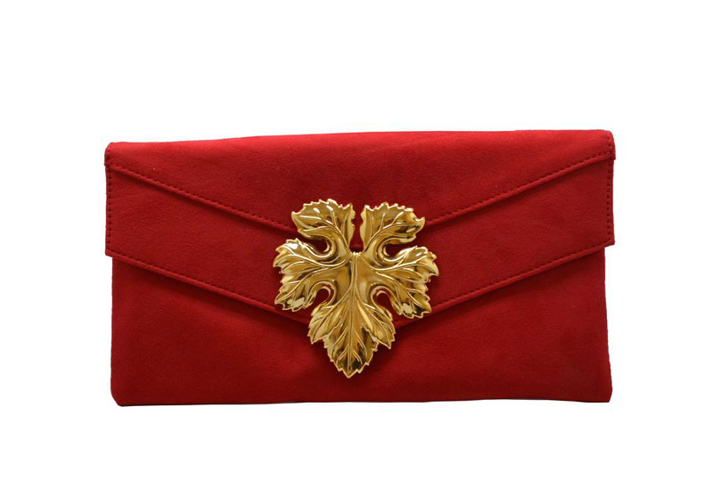 Red Clutch with Maple Leaf Clasp