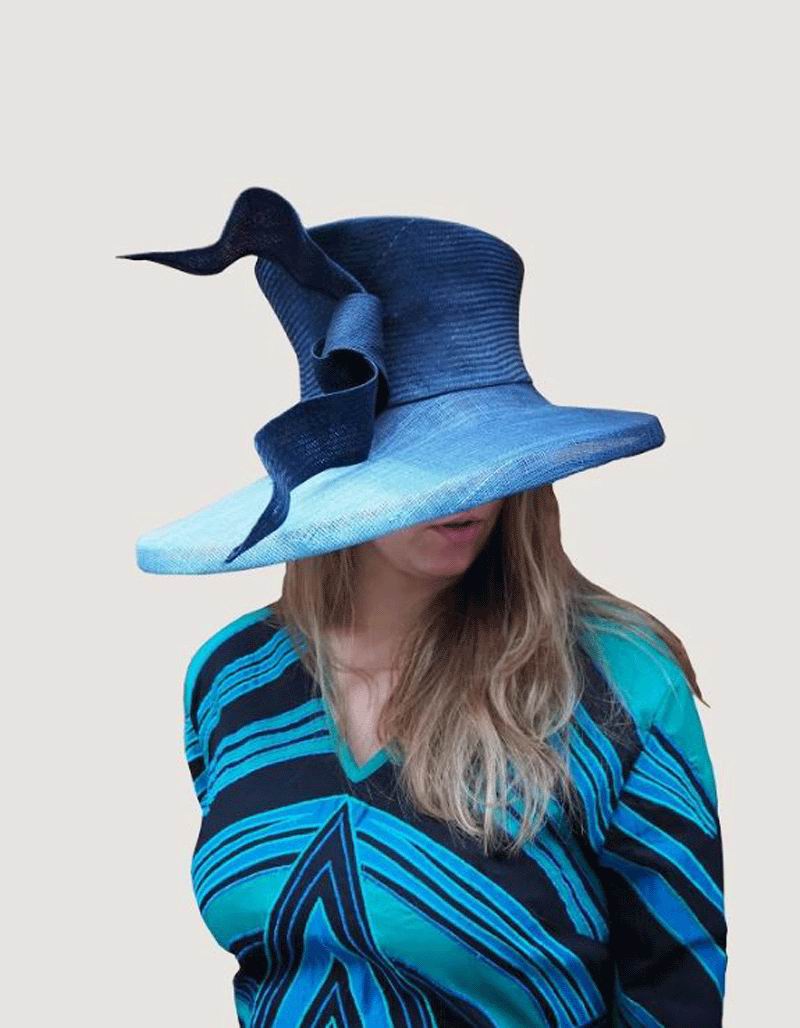 Sombrero Alice en Sinamay Azul