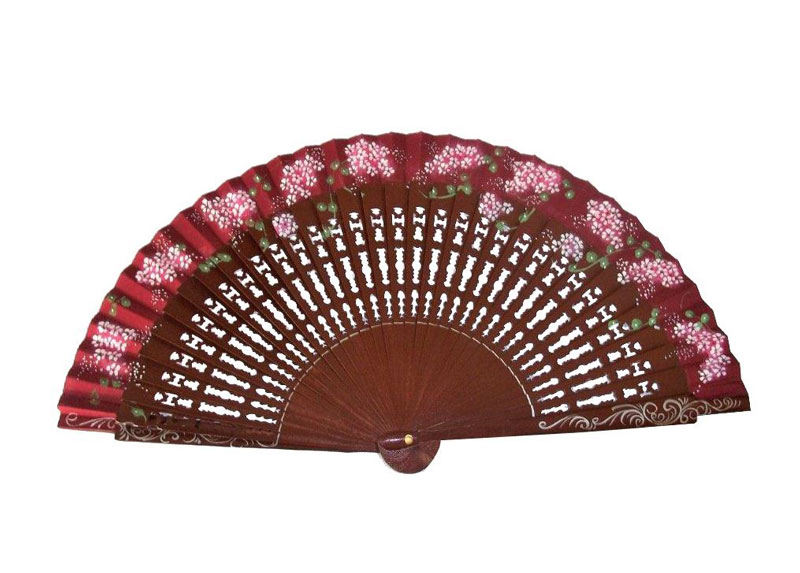 Maroon Hand Painted Fan Ref. 22GRNT