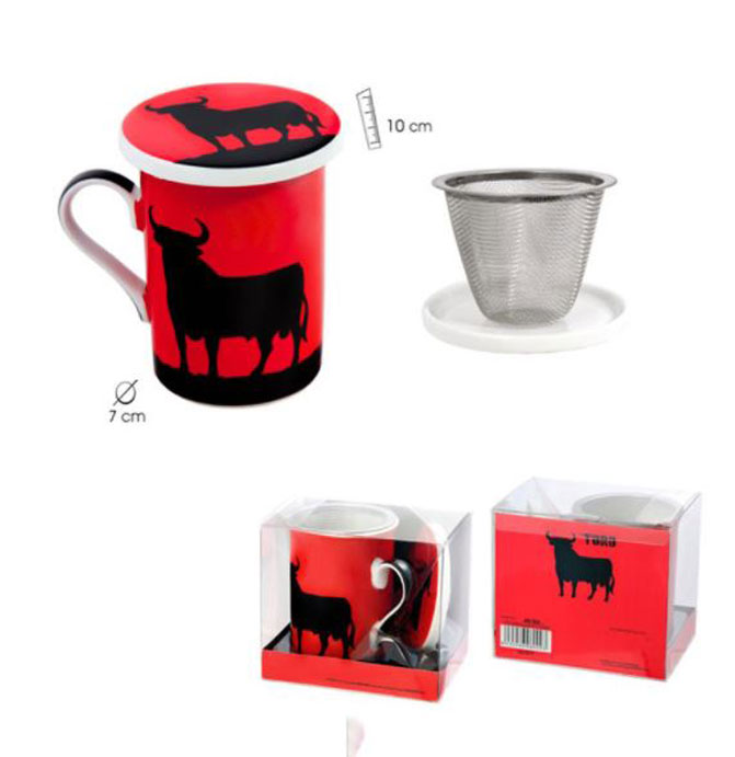 Set de tasse, filtre métallique et couvercle avec taureau noir Osborne