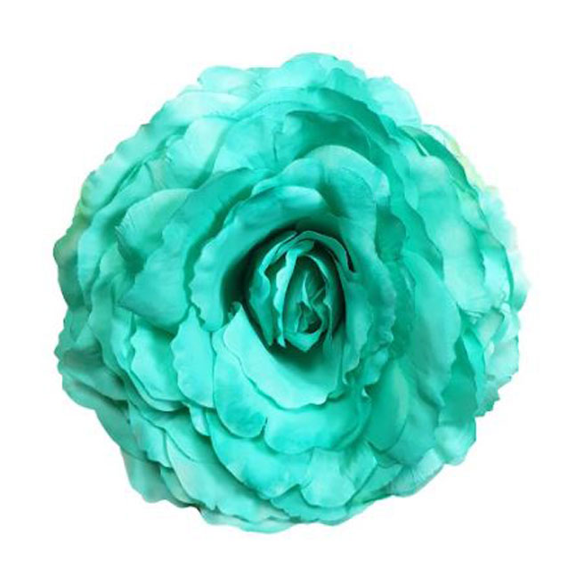 Grande Rose King. Fleur de Flamenco Vert Eau. 17cm