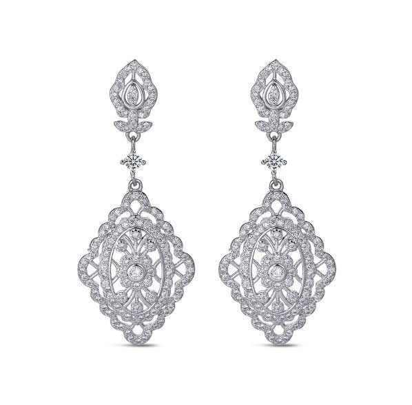 Elizabethan Style Silver and Zirconia Earrings