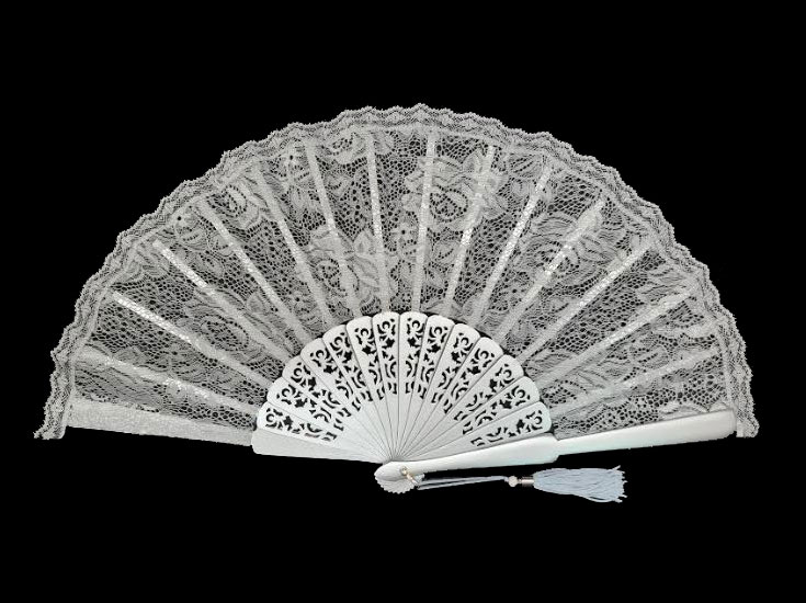 Silver Ceremony Fan with Lace