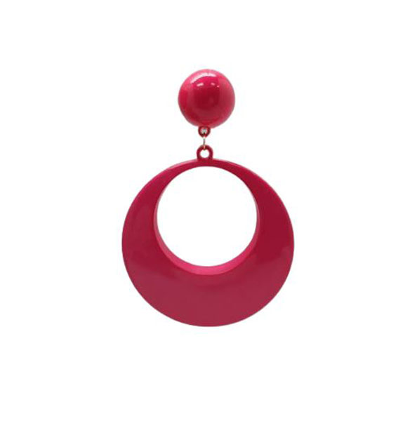 Boucle d'oreille flamenco en plastique. Cercle géant. Fuchsia