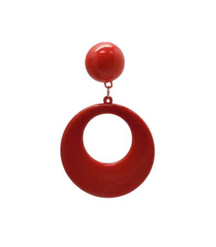 Boucles D'oreilles Flamenco en Plastique. Cercle Moyen. Rouge