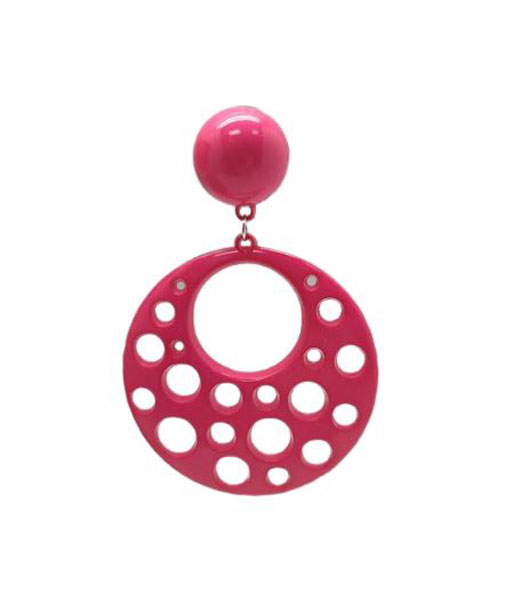 Boucles D'oreilles Flamenco en Plastique avec Trous. Fuchsia