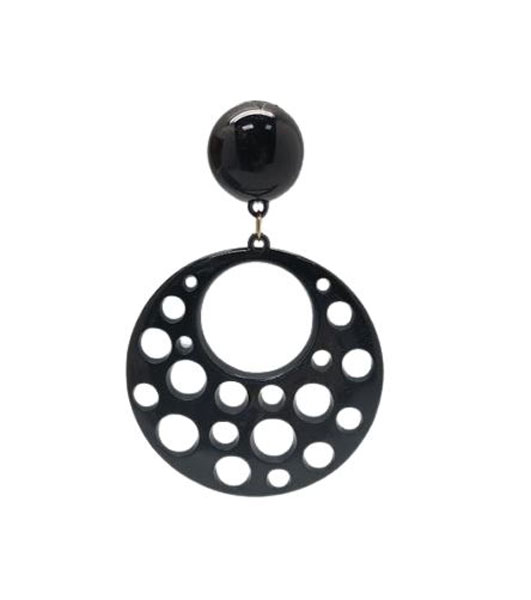 Boucles D'oreilles Flamenco en Plastique avec Trous. Noir