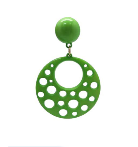 Boucles D'oreilles Flamenco en Plastique avec Trous. Vert pistache