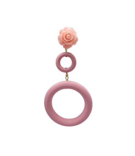 Double Hoop Flamenco Earrings for Women. Pink