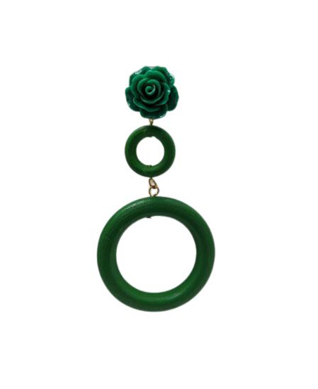 Pendientes de Flamenca Doble Aro para Mujer. Verde