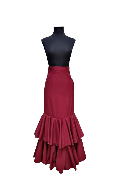 Flamenco skirt with 2 flounces: Ideal for the Rocío and Romerías in burgundy colour.