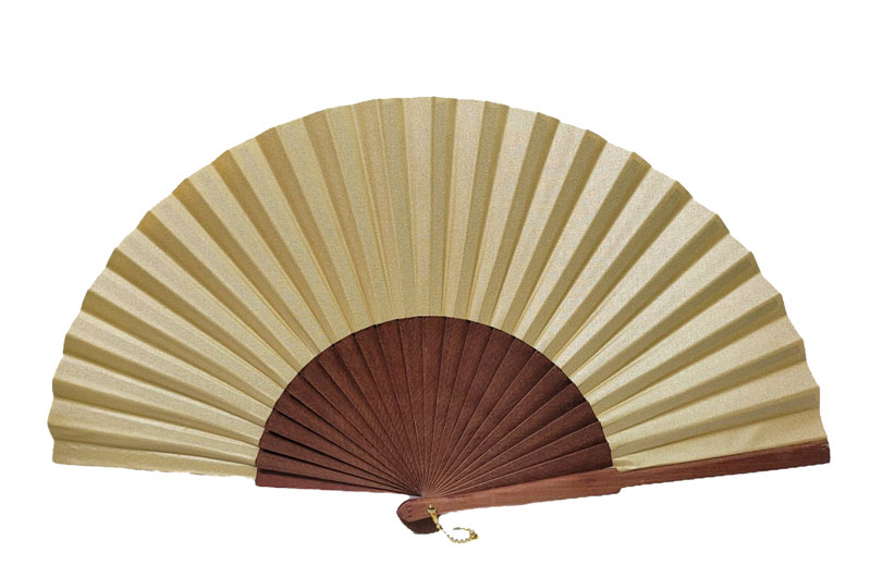 Golden Fan with Polished Pearwood Shafts