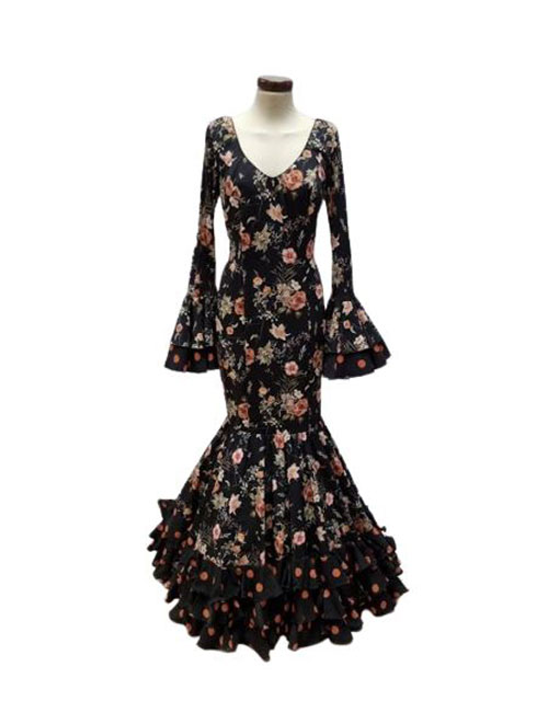 Talla 42. Traje de Flamenca. Mod. Gala Estampado Negro