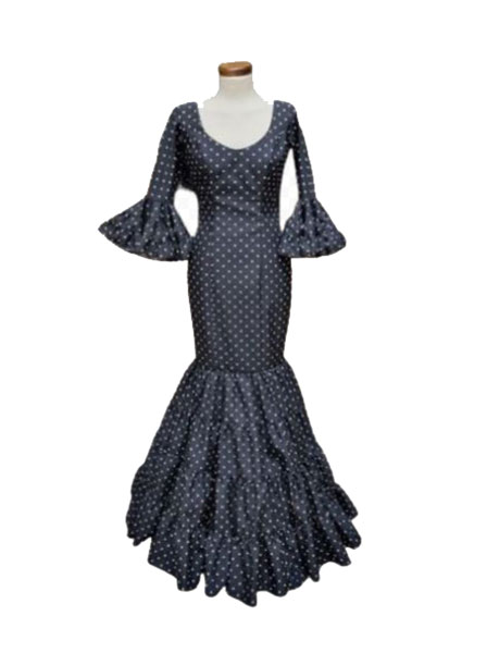 Talla 34. Traje de Flamenca. Mod. Eva Negro Lunar blanco