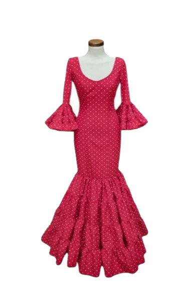 Talla 34. Traje de Flamenca. Mod. Eva Rojo Lunar blanco