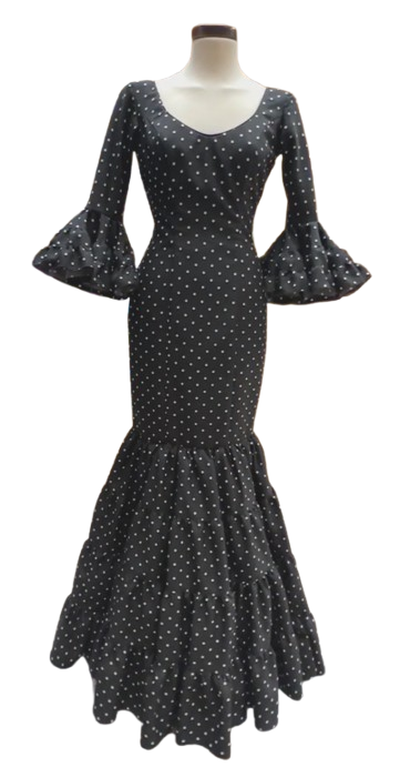 Taille 34. Robe Flamenco. Mod. Eva Negro Lunar blanco