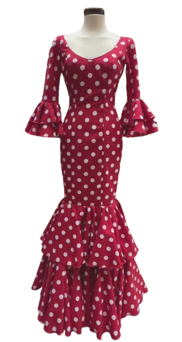 Taille 34. Robes de flamenco Modèle Lola. Rouge Lunaire Blanc