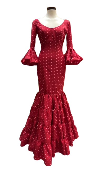 Taille 34. Robe Flamenco. Mod. Eva Rojo Lunar blanco