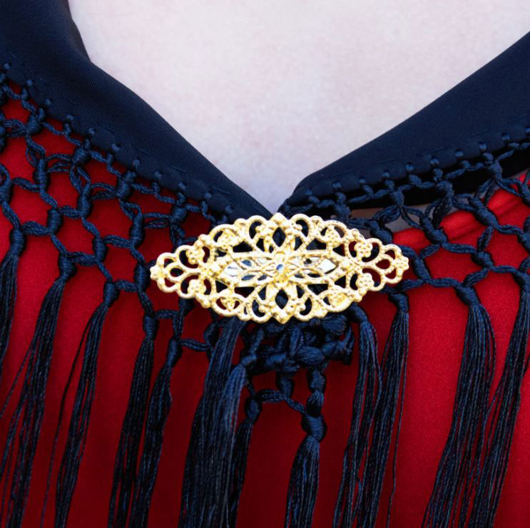 Golden Filigree Brooch for Flamenco Shawl