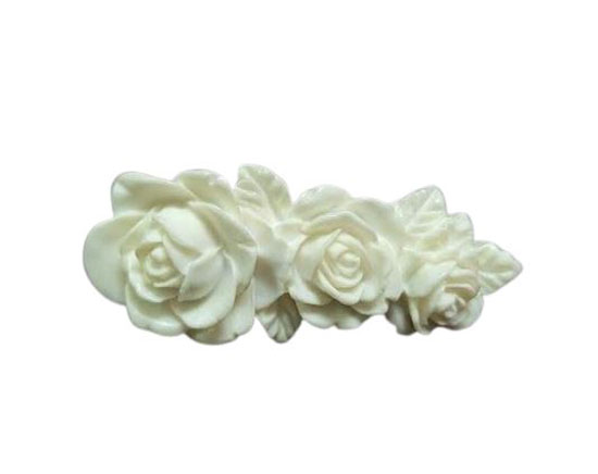 Resin Rose Trio Brooch. White