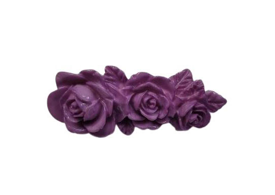 Broche Trio de Roses en Résine. Mauve