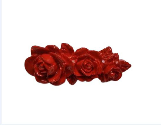 Three Roses Resin Brooch. Red