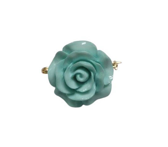 Broche Rose en Résine. Bleu clair