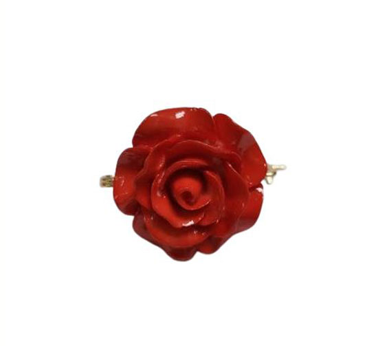 Broche de Mantoncillo Flamenco en forma de Rosa. Rojo