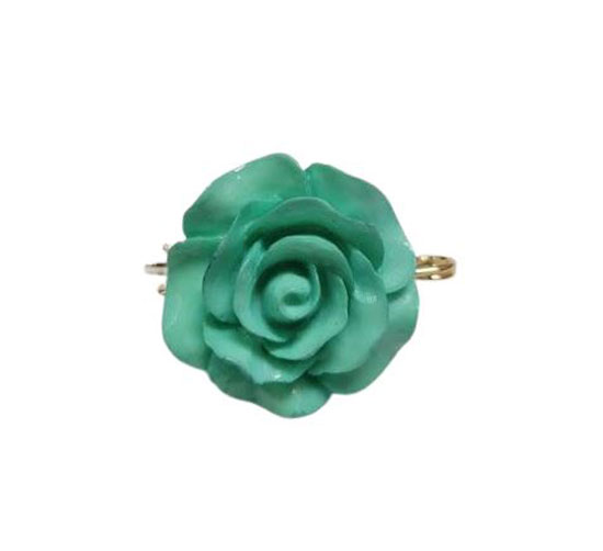 Rose Shape Shawl Brooch. Aqua Green