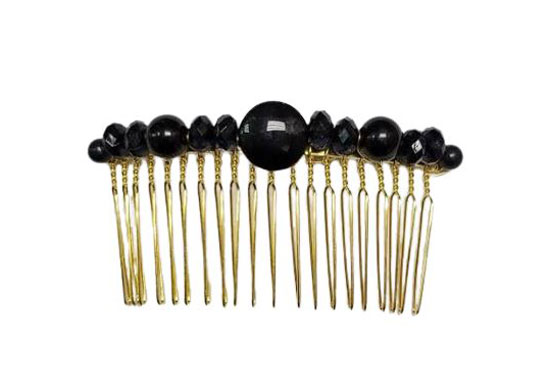 Golden Flamenco Combs with Acrylic Stones. Black