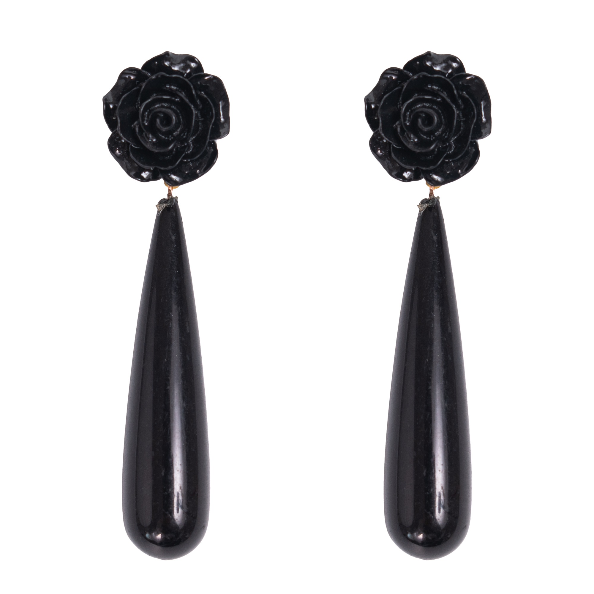 Boucles D'oreilles Flamenco en Forme de Goutte D'eau en Noir