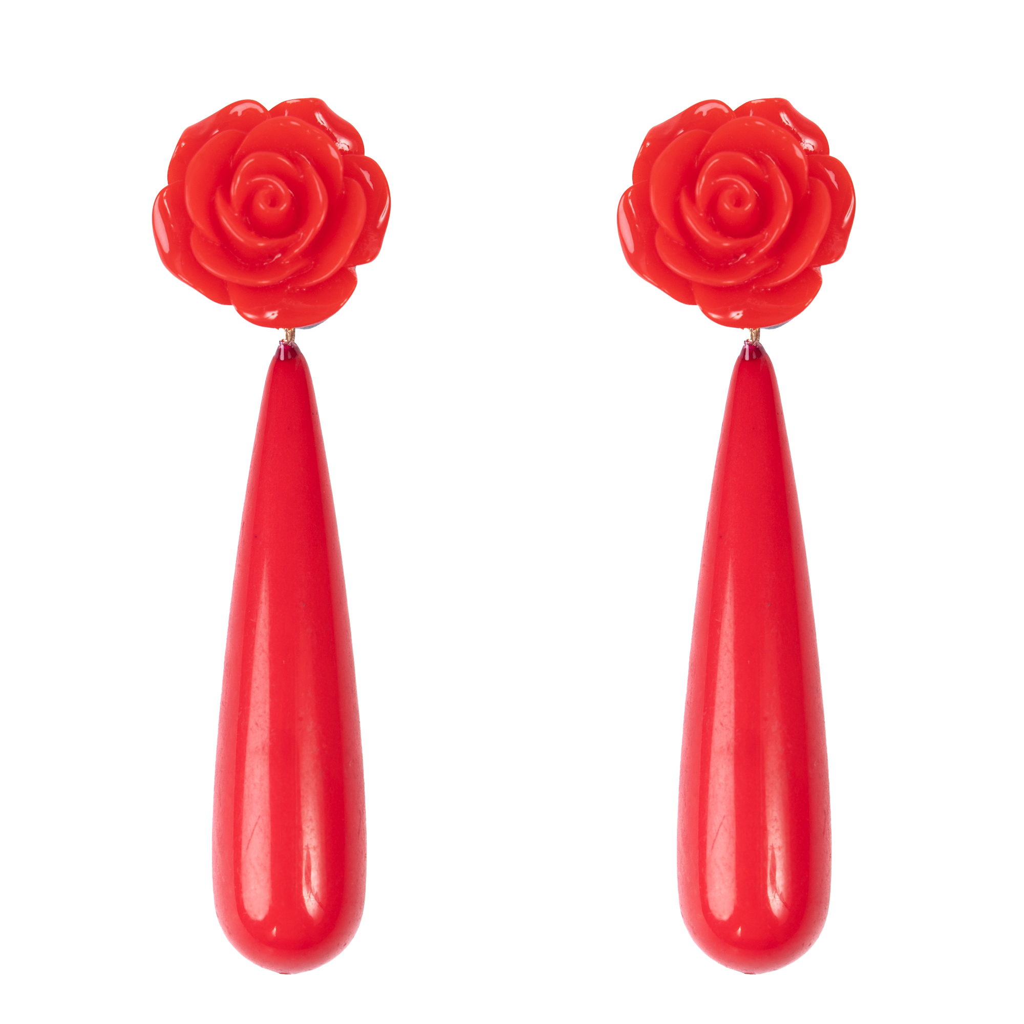 Boucles D'oreilles Flamenco en Forme de Goutte D'eau en Rouge