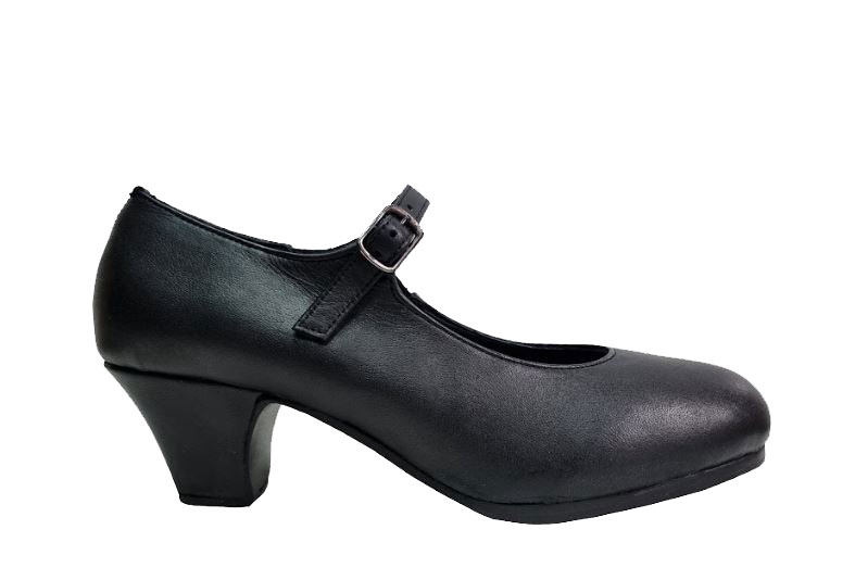 Semi Professional Flamenco Shoes Model Mercedes in Black Leather Without Nails