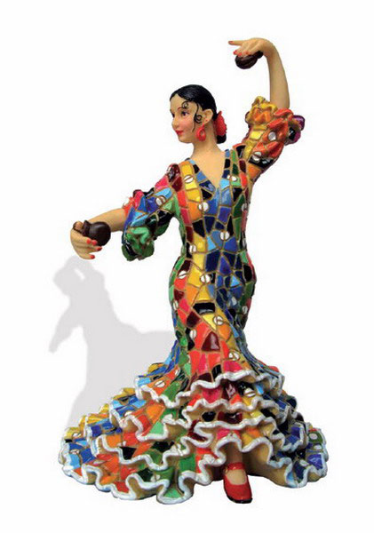 Flamenca con Traje de Mosaico. Barcino. Multicolor. 20.5 cm