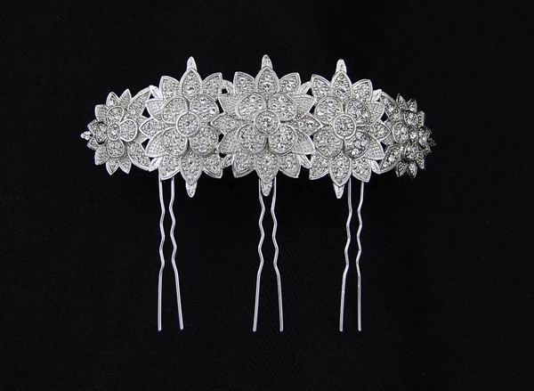 Rhodium Bridal Hair Comb with Swarovski Crystals ref. 12514