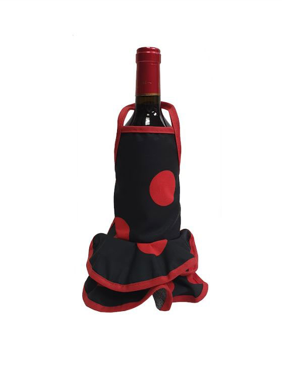 Tablier Flamenco pour Bouteilles Noir à Pois Rouges