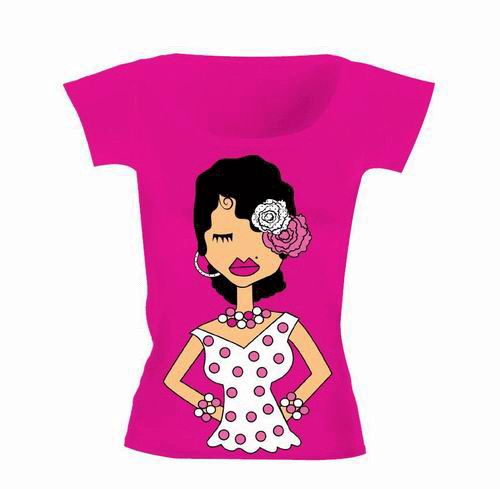 T-shirt Flamenco à Pois Fond Fuchsia