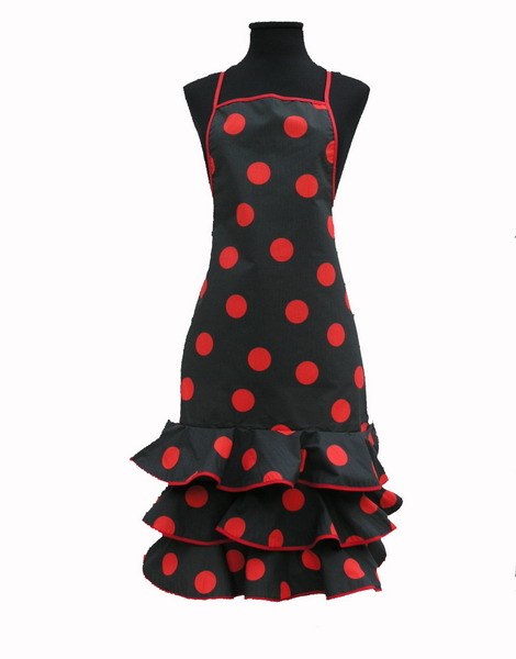 Tablier de Flamenca noir à pois rouge