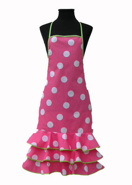 Fuchsia Flamenco Apron with White Dots