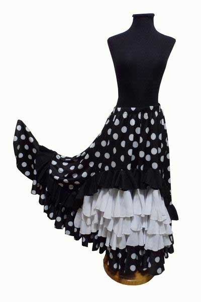 Black Skirt with White Polka Dots and 5 Flounces