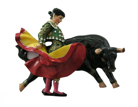 Magnet Bullfighter fighting a bull. Green