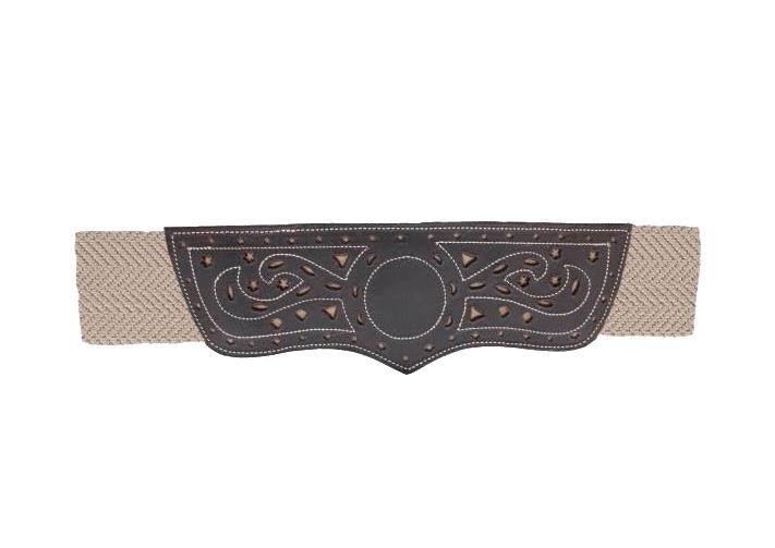 Ceinture Campero pour femme En Élasthanne Beige Avec Cuir Surpiqué